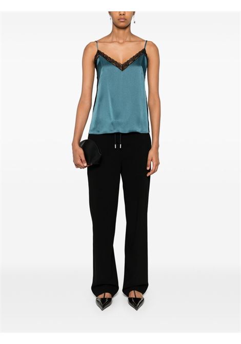 Teal blue and black lace-detail satin top Alberta Ferretti - women ALBERTA FERRETTI | 080366190324